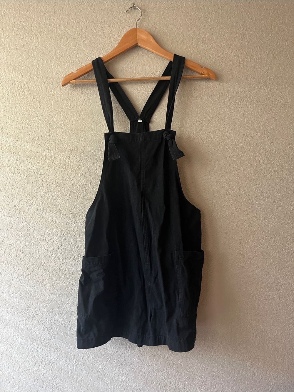 Unbranded Black Canvas Short Overalls with Pockets Small